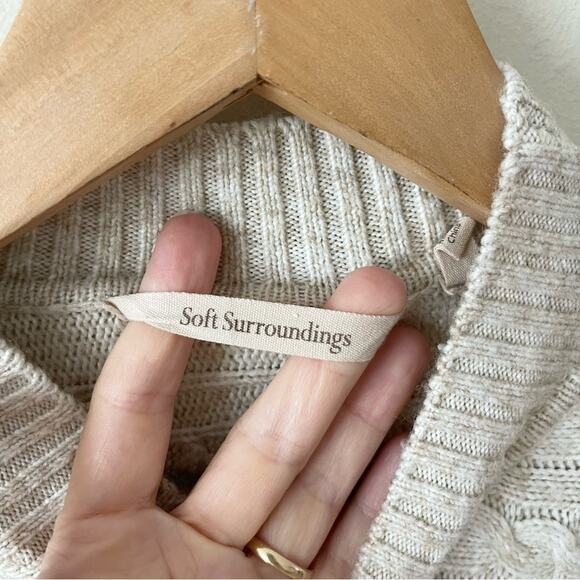 Soft Surroundings Cable Knit Sweater Pullover Wool Blend Woman size M Pettit - Picture 4 of 8